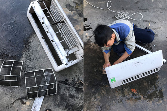 Dịch vụ vệ sinh máy lạnh treo tường quận 9 của Điện Nước Siêu Tốc